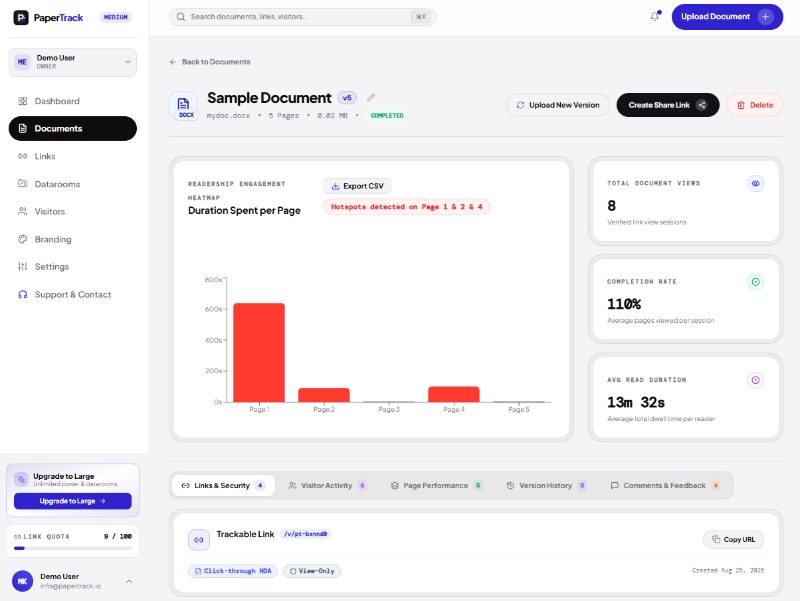 PaperTrack interface visual